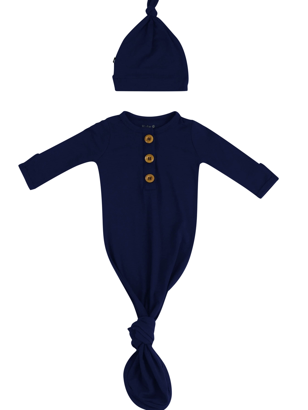 Navy Knotted Baby One-Piece with Hat